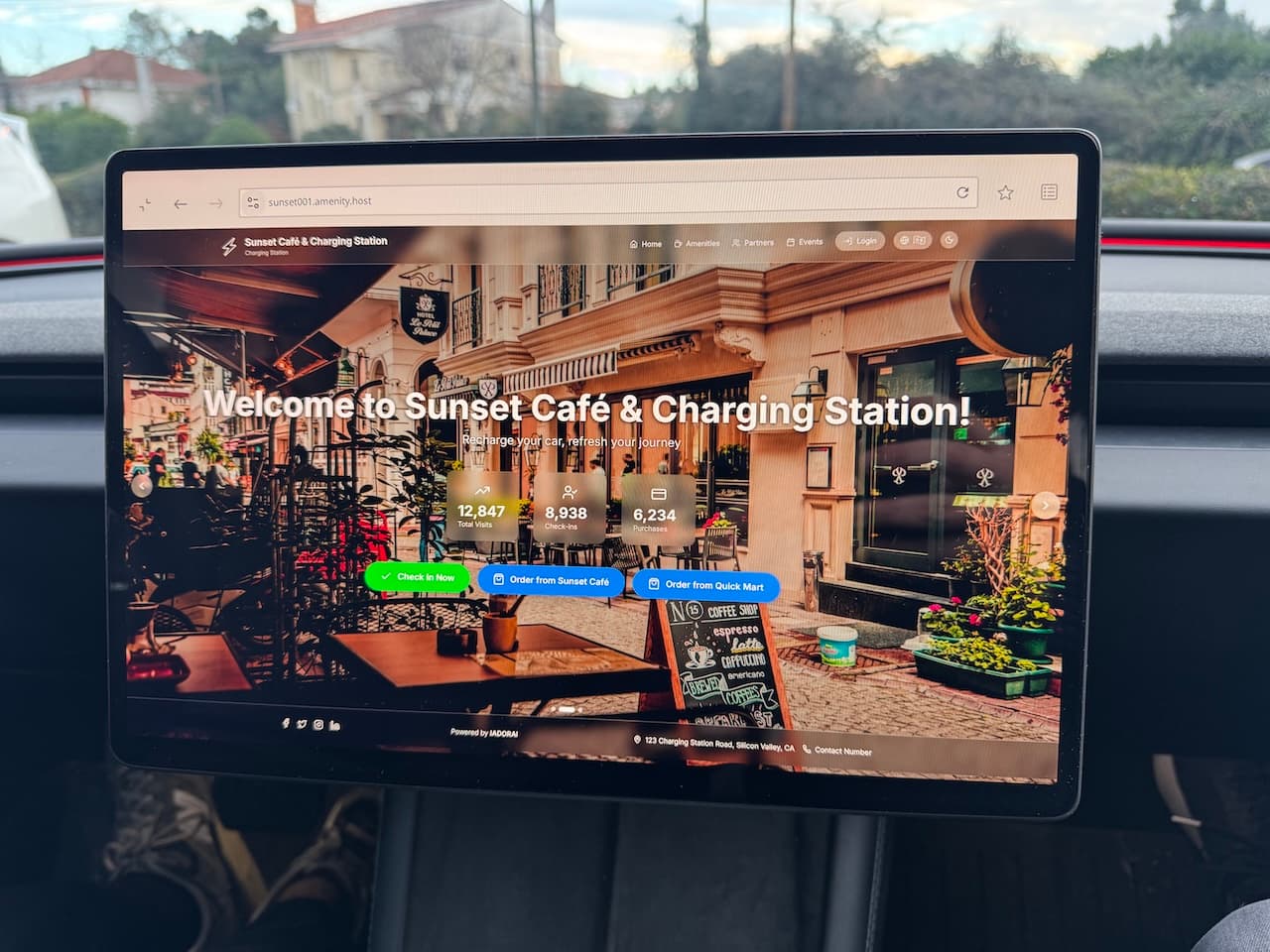 Electric vehicle charging at a Supercharger station